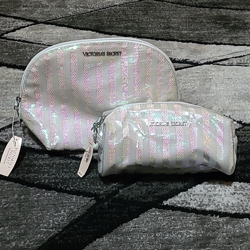 VINTAGE VICTORIA SECRET IRIDESCENT SEQUINS SIGNATURE STRIPES BAGS